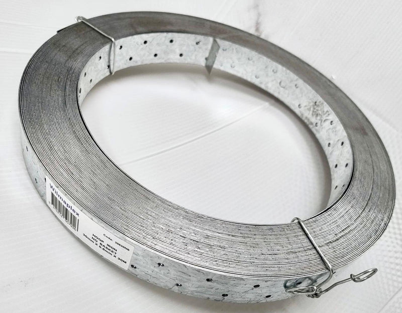 Wilmaplex Hoop Iron Roll (No Basket) - Galvanised, Punched, Perforated | 30 x 0.8mm, 30m Roll