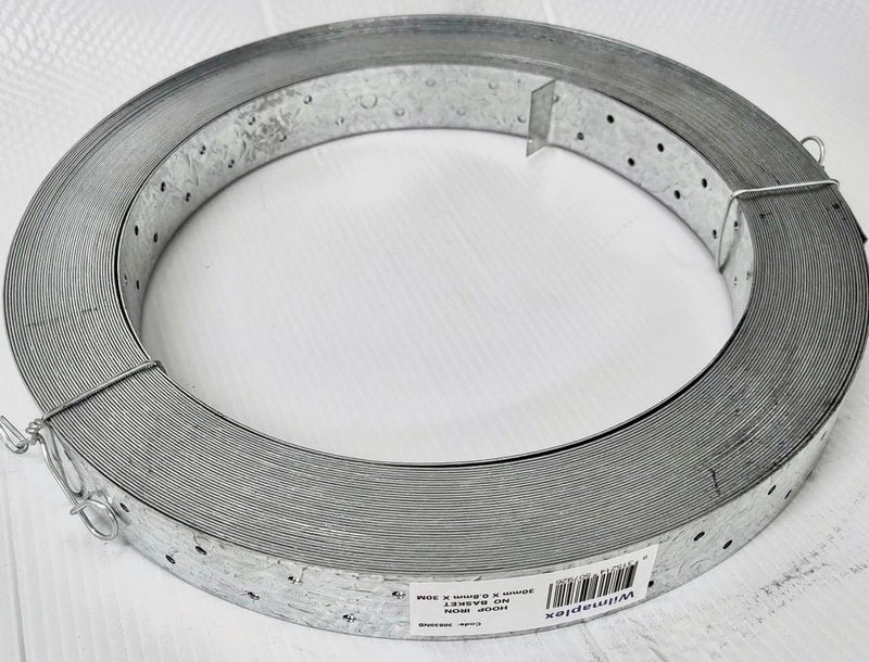 Wilmaplex Hoop Iron Roll (No Basket) - Galvanised, Punched, Perforated | 30 x 0.8mm, 30m Roll