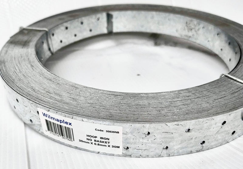 Wilmaplex Hoop Iron Roll (No Basket) - Galvanised, Punched, Perforated | 30 x 0.8mm, 30m Roll