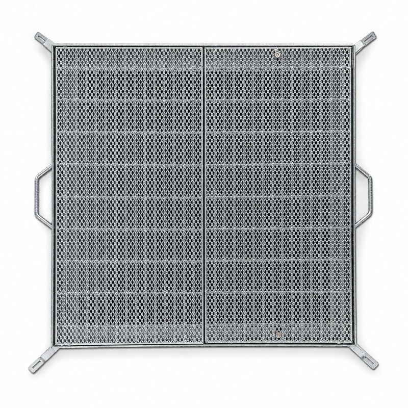 Class B Galvanised Heelguard Grate and Frame 1000mm X 1000mm X 50mm | Centre Hinged and Open