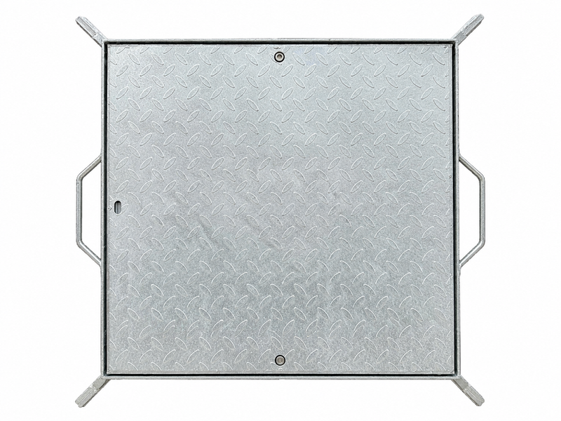 Class B Galvanised Checkerplate and Frame Hinge Side Open 600mm X 600mm X 40mm