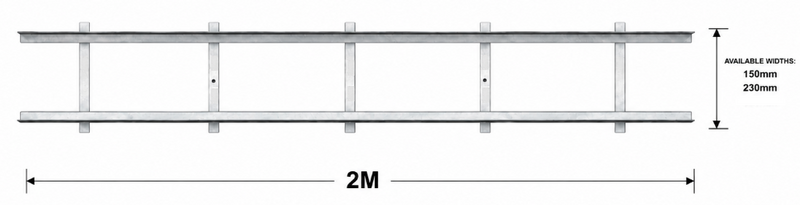 Class B Galvanised Steel Grates and Frames Complete Set 230mm 30mm 2m