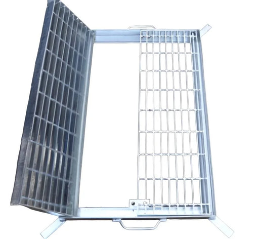 Heavy Duty Galvanised Grate and Frame Hinge Lockable 600mm X 900mm X 50mm