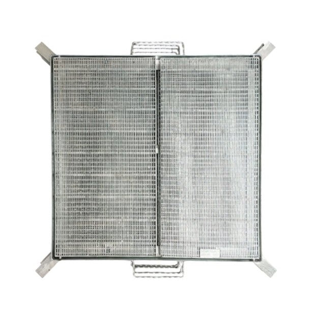 Class B Galvanised Linear Heelguard Grate and Frame 920mm X 920mm X 50mm | Centre Hinged and Open