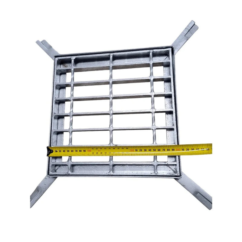 Class A Light Duty Galvanised Square Drain Grate & Frame Set 305mm X 305mm X 25mm