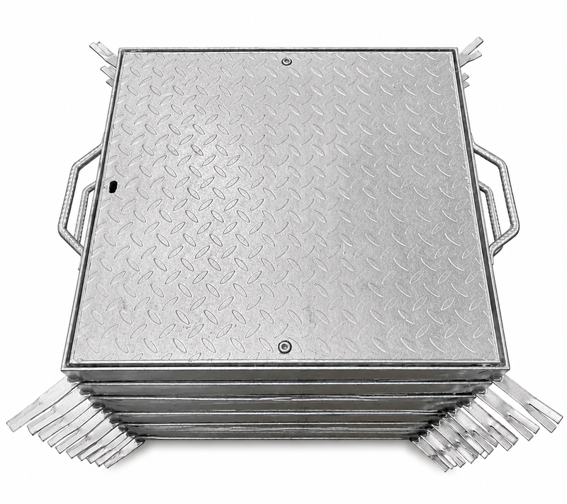Class B Galvanised Checkerplate and Frame Hinge Side Open 600mm X 600mm X 40mm (Copy)