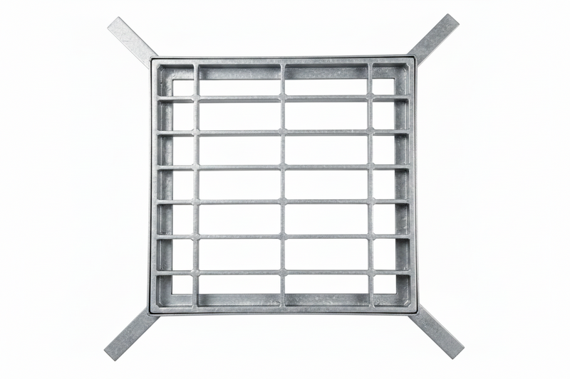 Class A Light Duty Galvanised Square Drain Grate & Frame Set 305mm X 305mm X 25mm