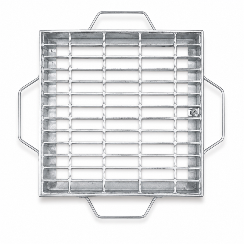 Class B Galvanised Grate and Frame Hinge Lockable 450mm X 450mm X 50mm