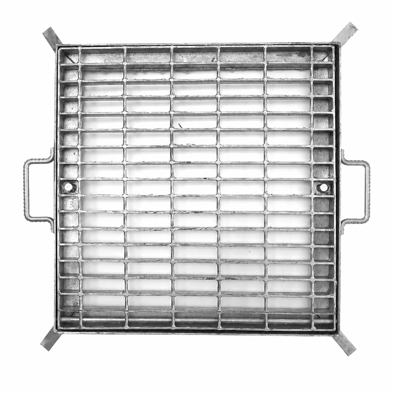 Class B Galvanised Grate and Frame With Hinge, Side Open & Lockable 600mm X 600mm X 50mm