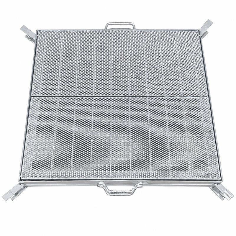Class B Galvanised Heelguard Grate and Frame 1000mm X 1000mm X 50mm | Centre Hinged and Open