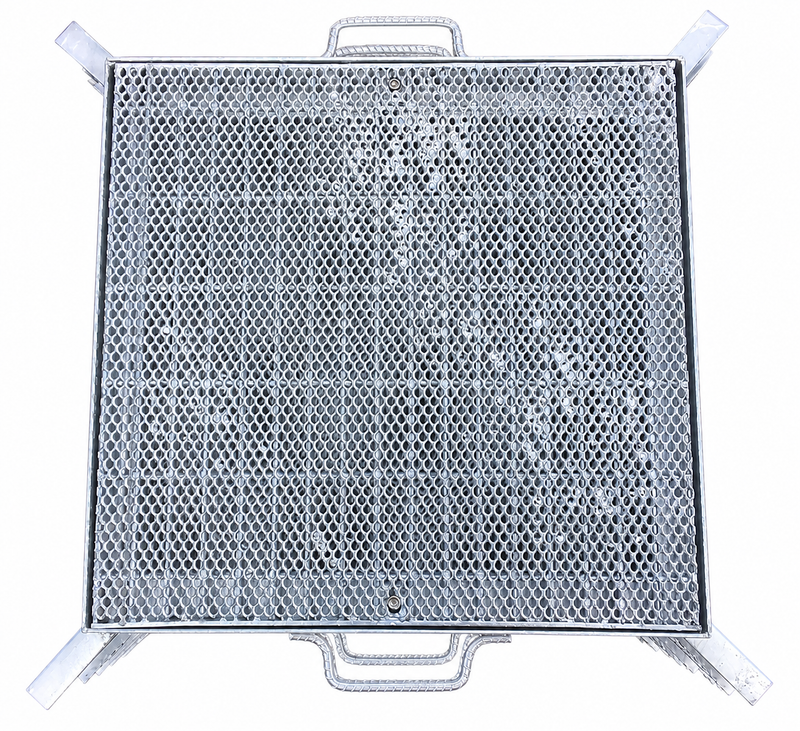 Class B Galvanised Heelguard Grate and Frame 600mm X 600mm X 50mm | Side Hinged and Open