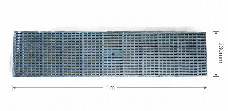 Class B Storm Water Drainage Galvanised Linear Steel Grate Only 230mm 25mm 1m
