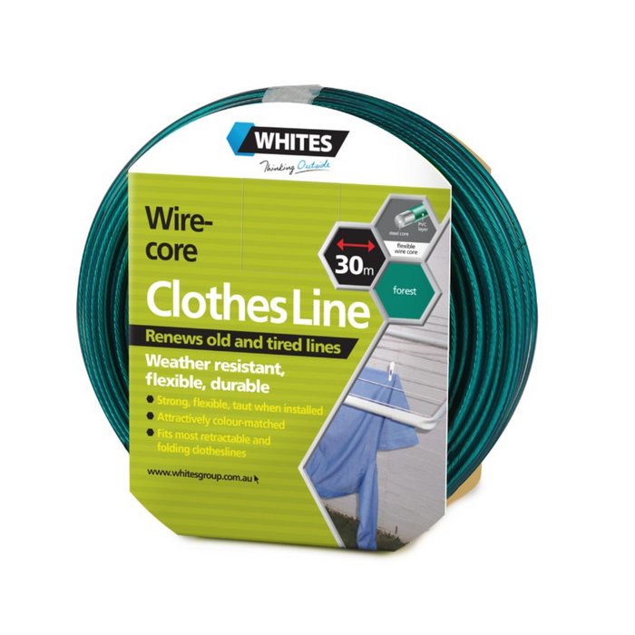 Clothesline Wire Coil Forest Green 30m - Whites