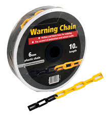 Plastic Warning Chain Black and Yellow 6mm x 10m Length