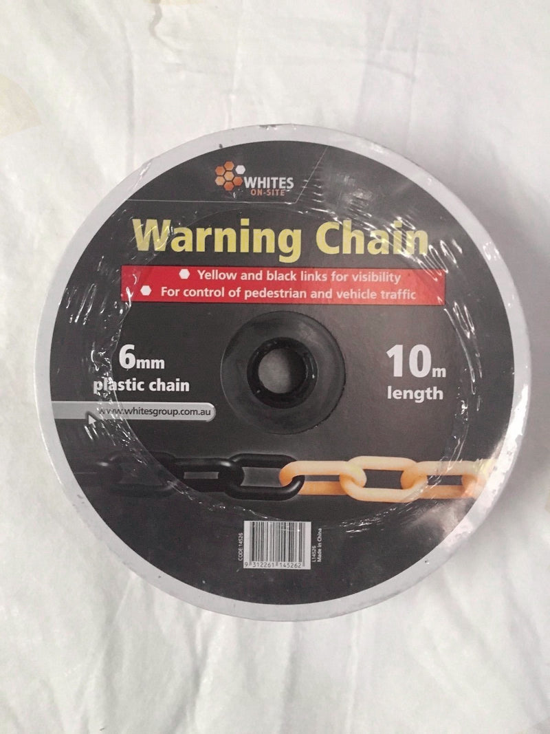 Plastic Warning Chain Black and Yellow 6mm x 10m Length